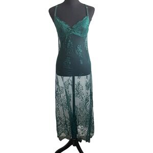 Y2K Sheer Lace Babydoll Maxi Dress Size M Fairy Forest Goth Goblincore